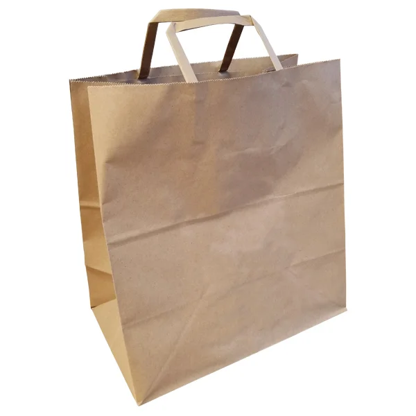 Kraft Shopping Bags - 11" x 6-3/4" x 12" - Flat Handles