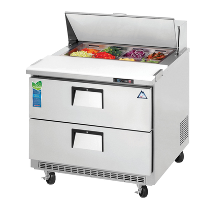 Everest EPBNSR2-D2 Swing Top Prep Table 8 Pans, 115v, NSF - 10 cu. ft.