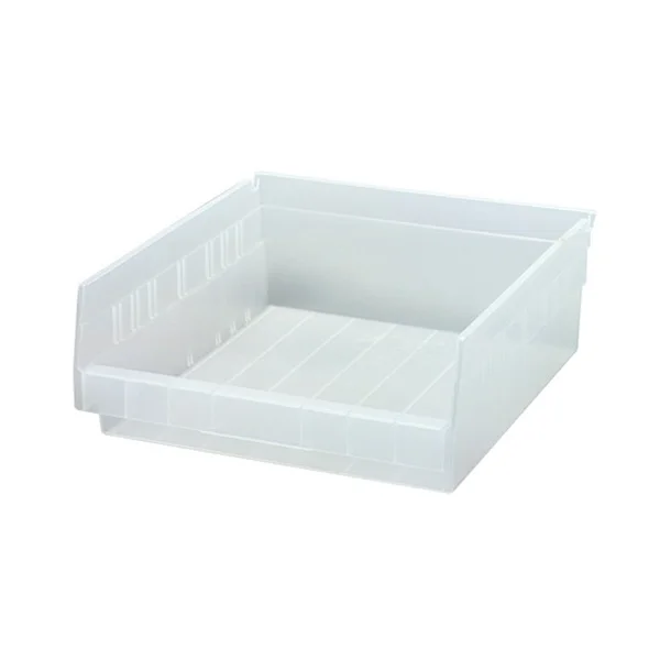 Shelf Bin - Plastic - 11-1/8" x 11-5/8" x 4" - 30 lb Capacity - Clear