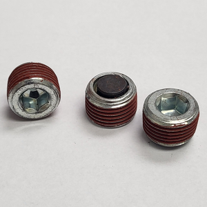 3/8” - 18 X 0.460" HEX SOCKET PIPE PLUG SAE 1005-1025 STEEL ZINC TRIVALENT CLEAR W/ LOCTITE 517 AND MAGNET PER PRINT