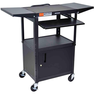 FSE 373-AVJ42KBCDL Adjustable-Height Steel AV Cart