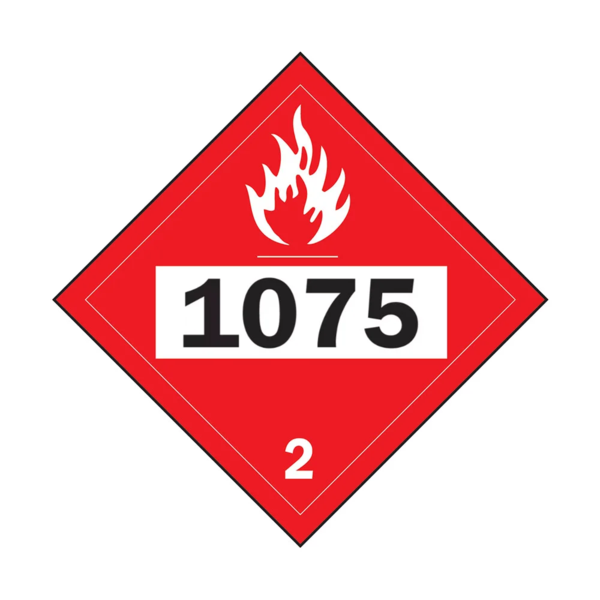 Liquefied Petroleum Flammable Gas Placard - 10-3/4" x 10-3/4" - Plastic - Class 2.1