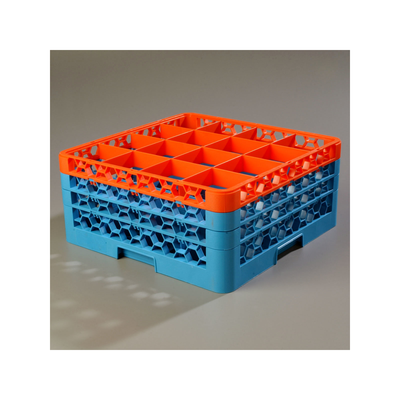 Carlisle RG16-3C412 OptiClean™ 16-Compartment Blue Glass Rack wi
