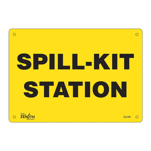 Spill Kit Station Sign - 10" x 7" - Aluminum - English