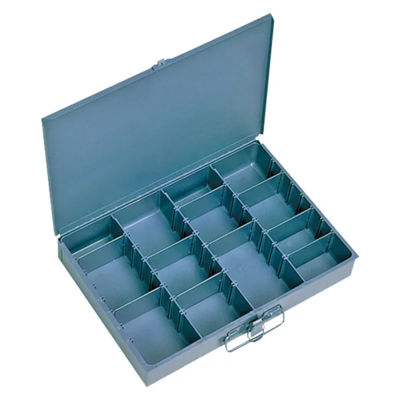 Compartment Box - Steel - 18" x 12" x 3" - 13 Compartment - Adjustable - Grey