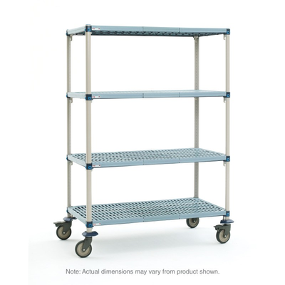 MetroMax Q Q336BG3 4-Shelf Industrial Plastic Shelving Mobile Cart, Open Grid Shelves, 18" x 36" x 68"