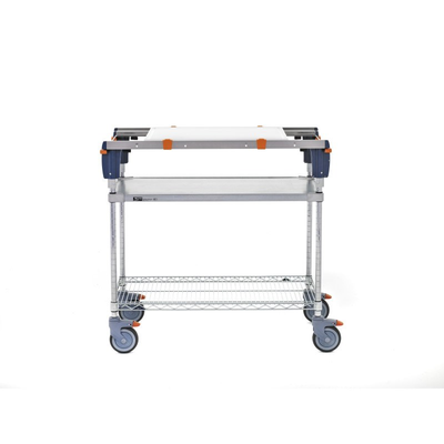 Metro MSQ1836-FGBR-PK1 PrepMate qwikSet MultiStation 36" Prep Station with Accessory Pack 1, Solid Galvanized top shelf and Brite Zinc Wire bottom shelf with Chrome posts
