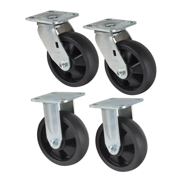 Caster Kit - 6" - 2400 lb Capacity - Nylon Wheels
