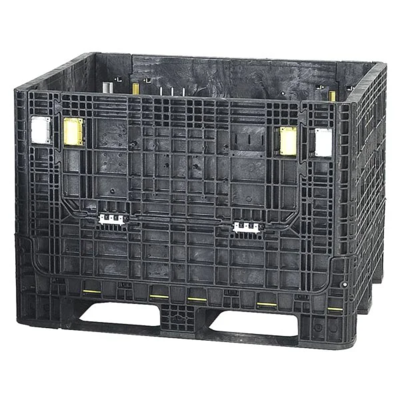 Bulk Container - Plastic - 40" x 48" x 39" - 2000 lb Capacity - 2 Door - Black