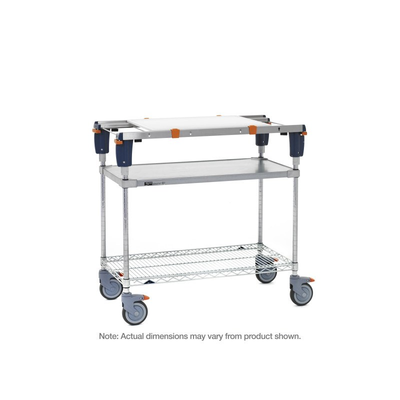 Metro MSQ1830-FGBR-PK1 PrepMate qwikSet MultiStation 30" Prep Station with Accessory Pack 1, Solid Galvanized top shelf and Brite Zinc Wire bottom shelf with Chrome posts