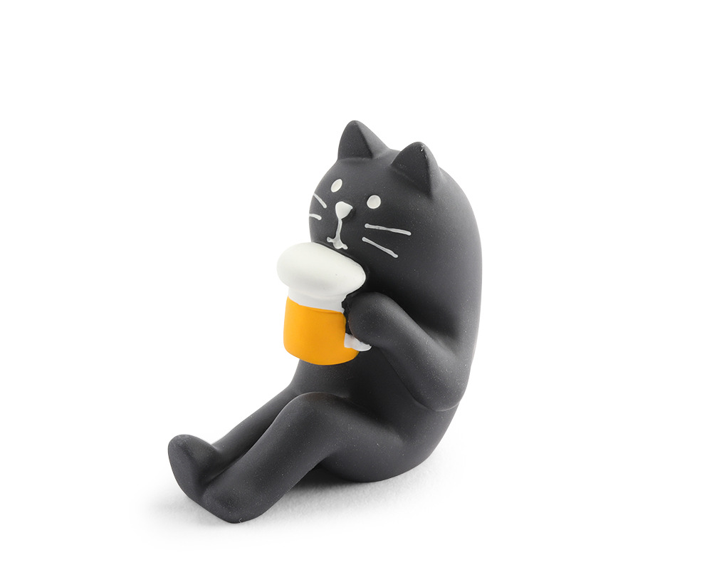Figurine Black Cat with Beer 1.5"h