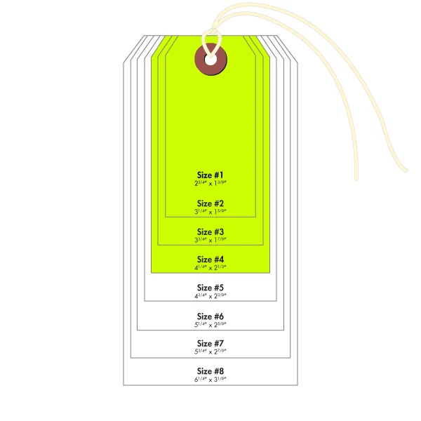 #4 Cardstock Tags Pre-Strung - Fluorescent Yellow