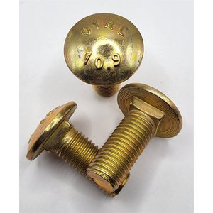 M16 - 2 X 40MM ISO 8678 SHORT SQUARE NECK ROUND HEAD BOLT 10.9 ZINC YELLOW
