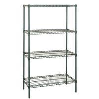 Quantum WR74-2148P Proform Green Epoxy Wire Shelving Starter Kit, 48"W x 21"D x 74"H, 600 ‐ 800 lb. Capacity