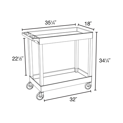 LUXOR EC11HD-B 32" x 18" Tub Cart - Two Shelves