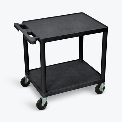 LUXOR LP26-B 26"H Two Shelf AV Cart, 300 Lb.