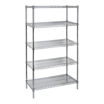 Wire Shelving Unit - Chromate - Heavy-Duty Starter Kit - 36" x 18" x 86" - 5 Shelf - 2000 lb Capacity