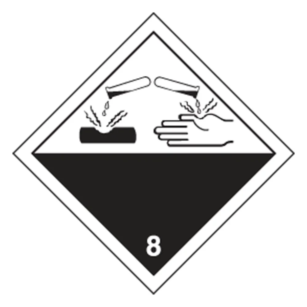Corrosive Label - Class 8 - 4" x 4" - Coated Paper