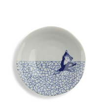 Bowl Blue & White Cat Ice Skating 5.25"