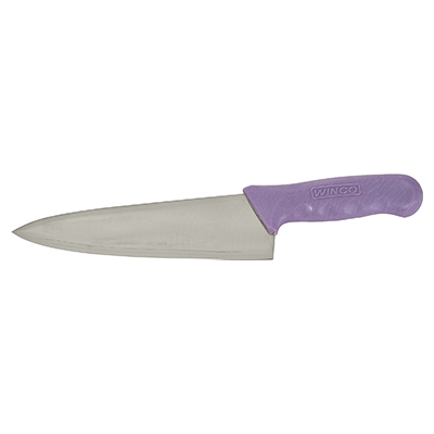 Winco KWP-80P 8" Stainless Steel Cook's Knife, Purple Handle, NS