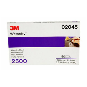 3M™ Wetordry™ Abrasive Sheet 2500 Grit 5 1/2 x 9 in 50 sheets per carton