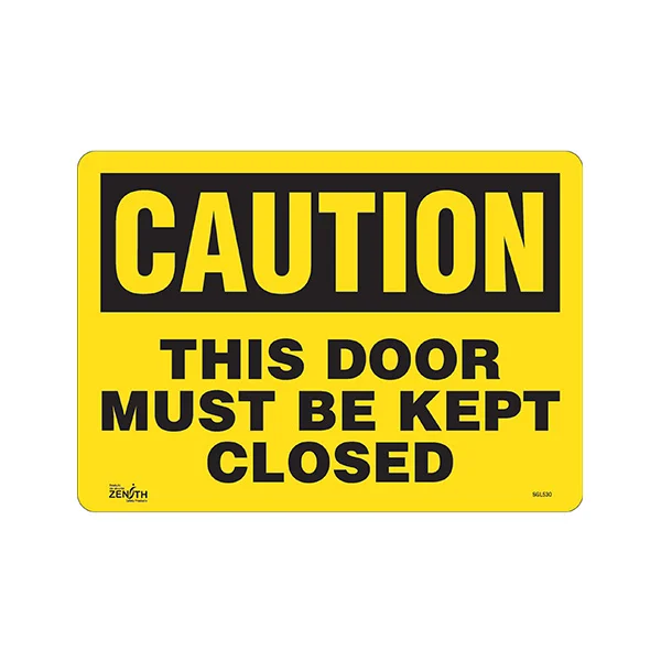 Door Must Be Kept Closed Sign - 14" x 10" - Vinyl - English