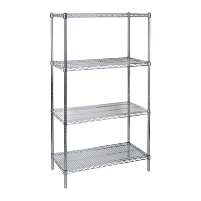 Wire Shelving Unit - Chromate - Starter Kit - 60" x 24" x 63" - 4 Shelf - 2000 lb Capacity