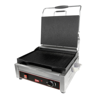 Grindmaster-Cecilware SG1LG Fixed Lower Grill 14"W X 11"D Grooved Cast Iron Cooking Surface Single Pro Sandwich/Panini Grill