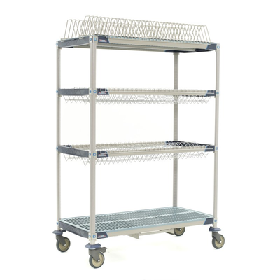 MetroMax i PR48VX3-XDR Mobile Drying Rack with Two Drop-Ins, One Tray Rack, One Bulk Shelf and Drip Tray, 26" x 50" x 68"