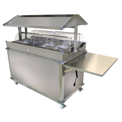 Cadco CBC-GG-4-LST MobileServ® Deluxe Grab & Go Merchandising Cart 2-Sided Grab & Go Shelf On Top
