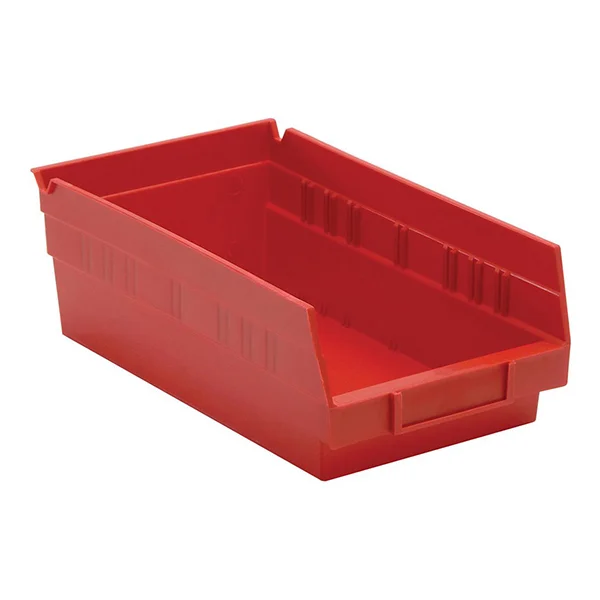 Shelf Bin - Plastic - 6-5/8" x 11-5/8" x 4" - 30 lb Capacity - Red