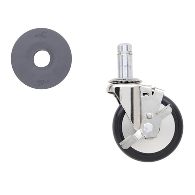 Metro 4LDB 4" Resilient Rubber Swivel/Brake Stem Caster for Super Erecta Industrial Wire Shelving Racks