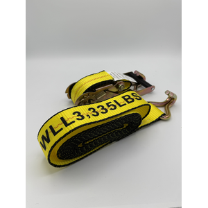 2" X 15' RATCHET STRAP W/ WIRE HOOKS 12,000# YELLOW PRINTED AS - WLL 3,335LBS