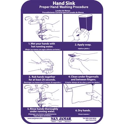 San Jamar HWWLCT Hand Washing Station Smart Chart
