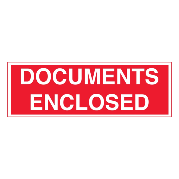 Documents Enclosed Label - 2" x 5" - Red