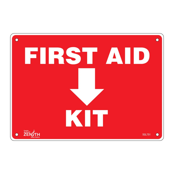 First Aid Kit Sign - 10" x 7" - Aluminum - English