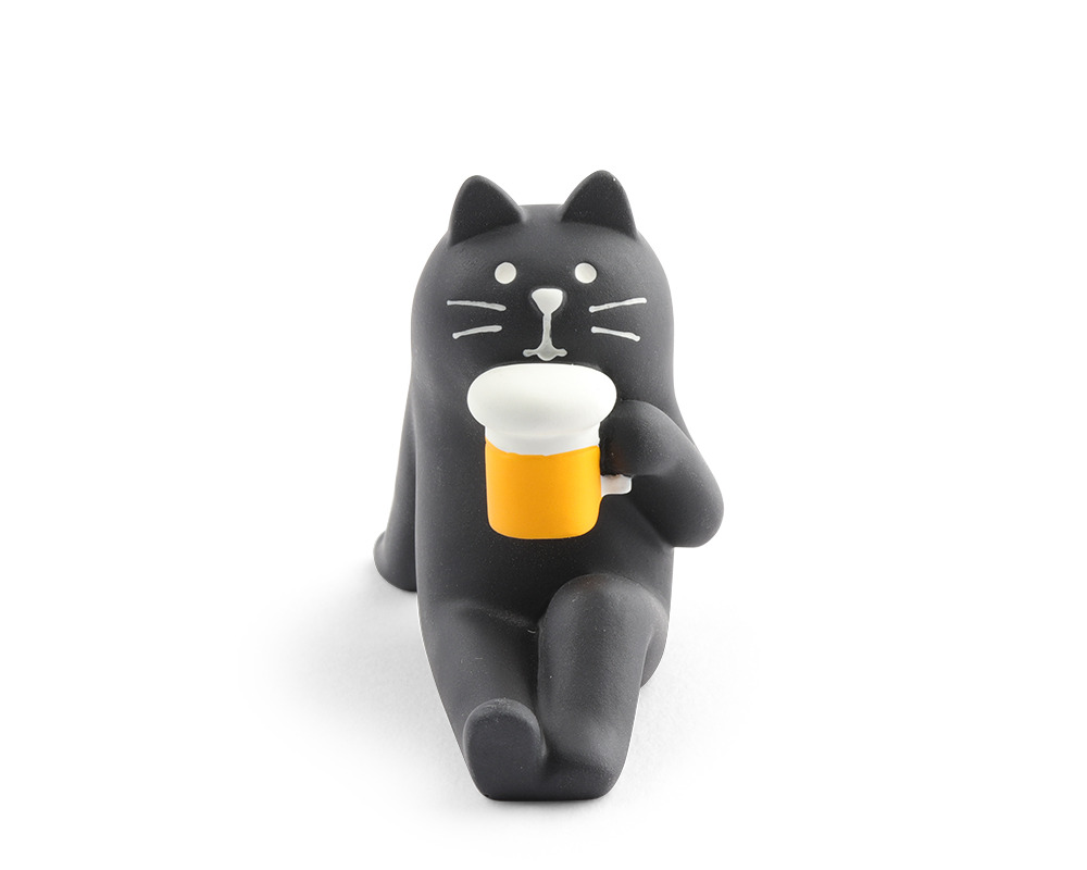Figurine Black Cat with Beer 1.5"h