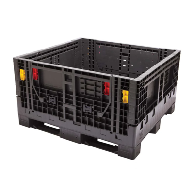 Collapsible Bulk Container - Plastic - 48" x 45" x 25" - 1800 lb Capacity - Black