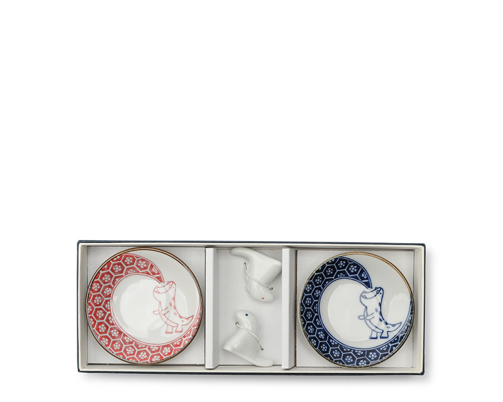 Imari-Style Dino Small Plate & Rest Set