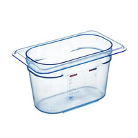 Araven 74011 GN 1/9 h.100mm / 4" Blue Gastronorm Food Pan, 0.9 L./ 1.1 qt