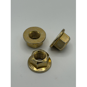M10 - 1.5 DIN 6927 HEX FLANGE LOCK NUT ALL METAL TOPLOCK CLASS 10 ZINC YELLOW WITH LUBRICANT