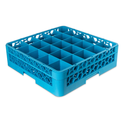 Carlisle 25-Compartment Blue Glass Rack with 1 Blue Extender