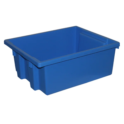 Stack and Nest Storage Bin - Plastic - 15-1/4" x 12-1/4" x 6" - Blue