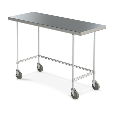 Metro MWTS2436US Space Saver Stainless Steel Mobile Worktable with Bottom 3-Sided Frame, 24" x 36"