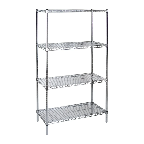 Wire Shelving Unit - Chromate - Starter Kit - 60" x 24" x 63" - 4 Shelf - 2000 lb Capacity