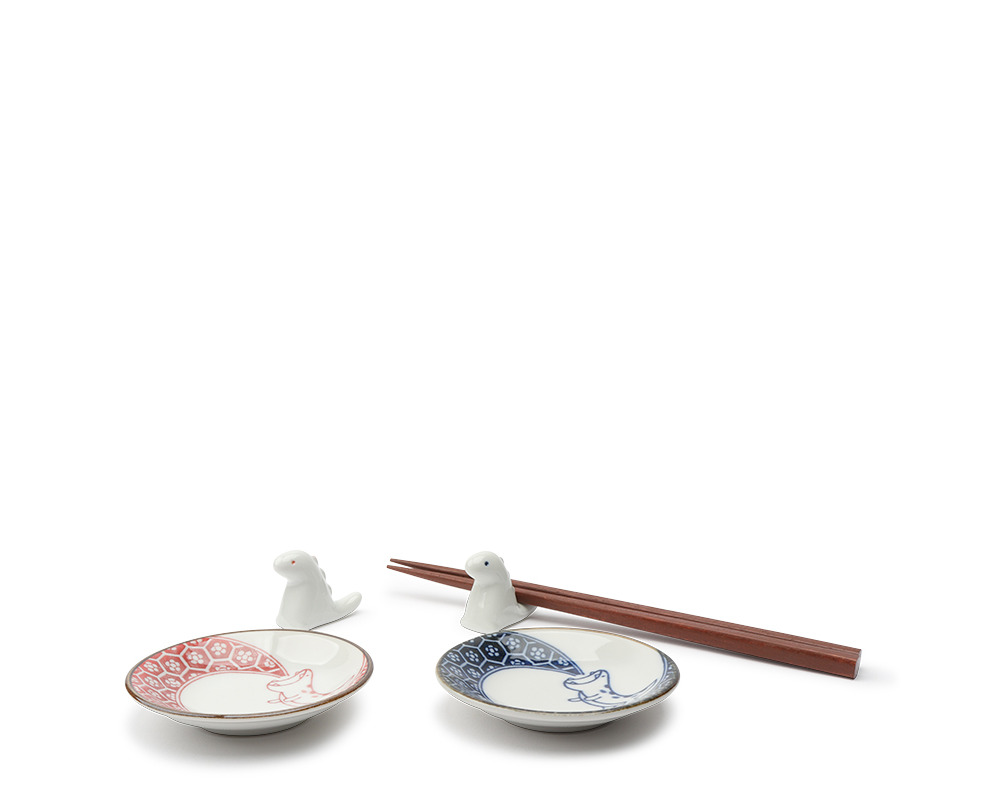 Imari-Style Dino Small Plate & Rest Set