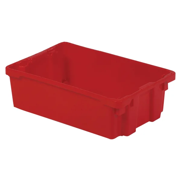 Stack and Nest Container - Polyethylene - 20-1/10" x 13" x 6-1/5" - 0.6 cu ft - Red