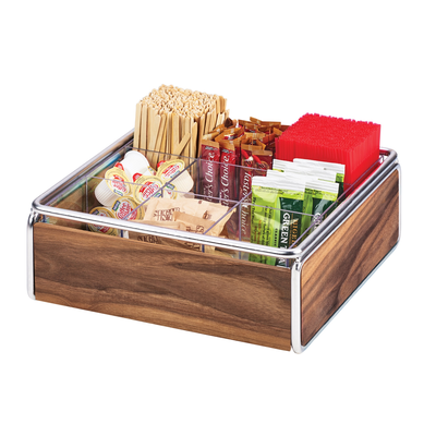 Cal-Mil 3707-49 12"W x 12"D x 4-1/2"H Mid-Century Condiment Organizer