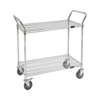 Wire Mesh Cart - 36" x 24" x 39" - 800 lb Capacity - Chrome - 2 Shelf