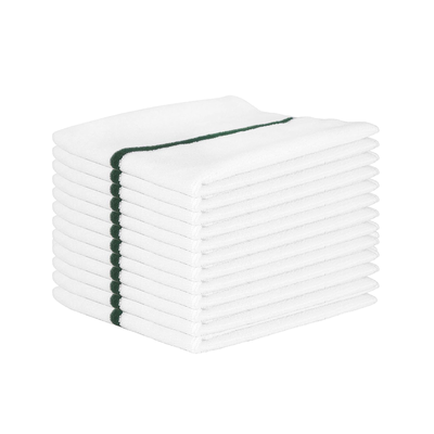 Wiper M915180FG Microfiber Ribbed Bar Mop Towels with Green Center Stripe